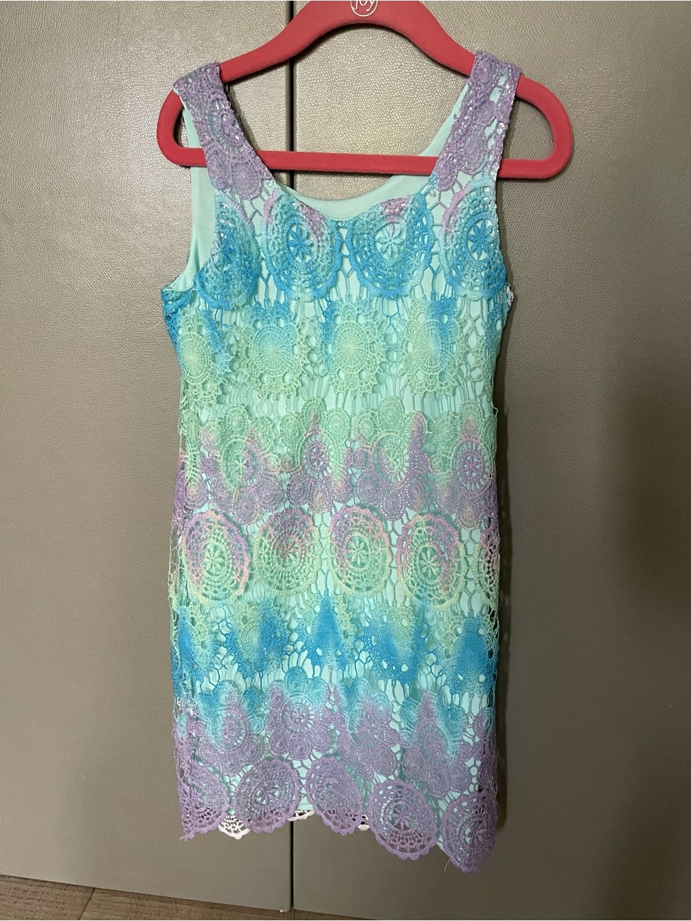 Girls Pastel Ombré Lace Dress Size 7 | Crochet Sleeveless